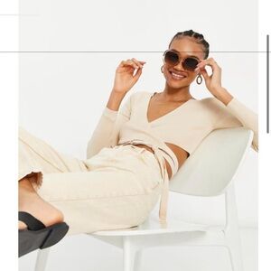 ASOS tan wrap crop top size 0